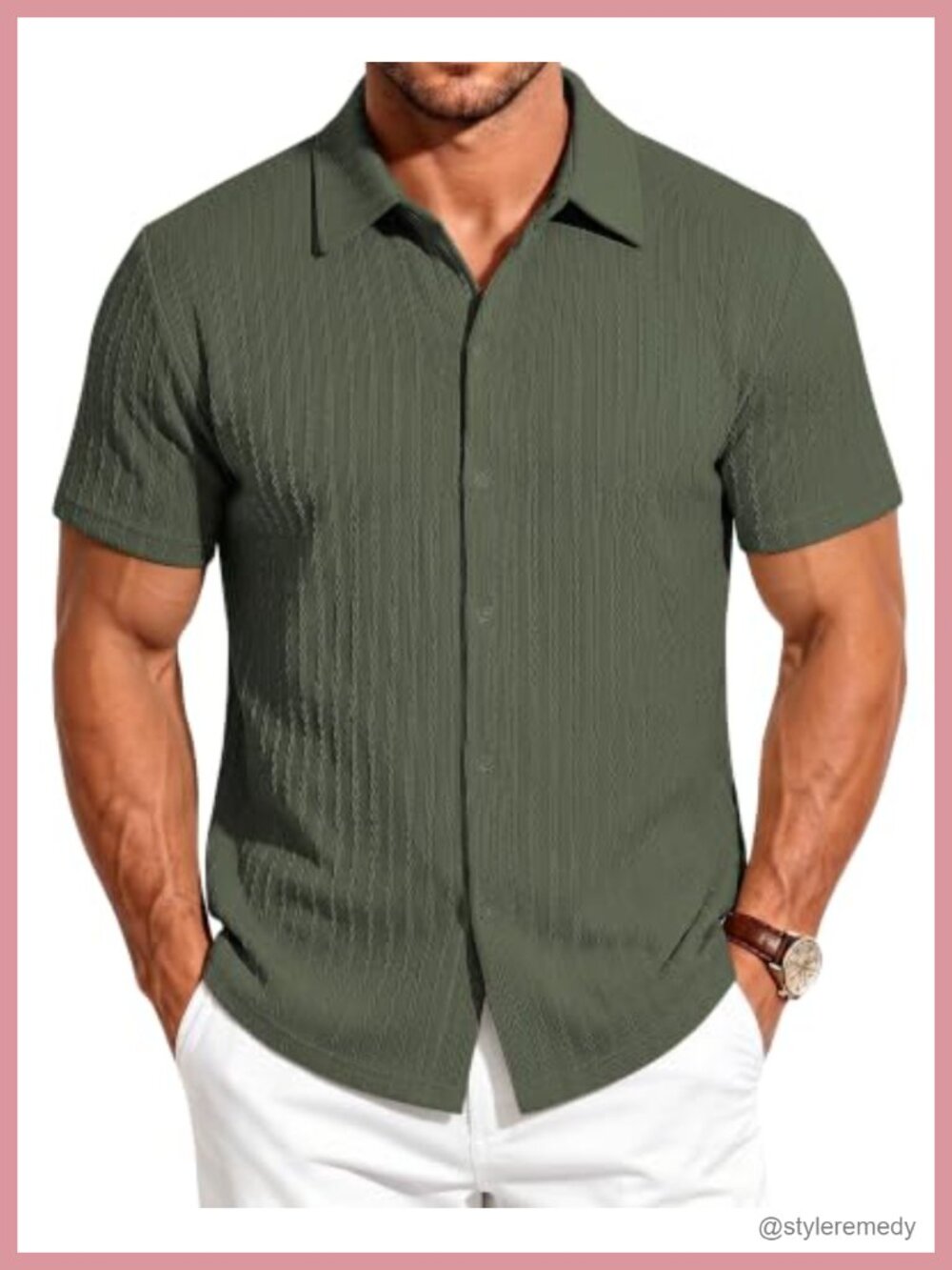 Men's Short Sleeve Knit Button Down Shirt Lightweight Summer Casual Beach